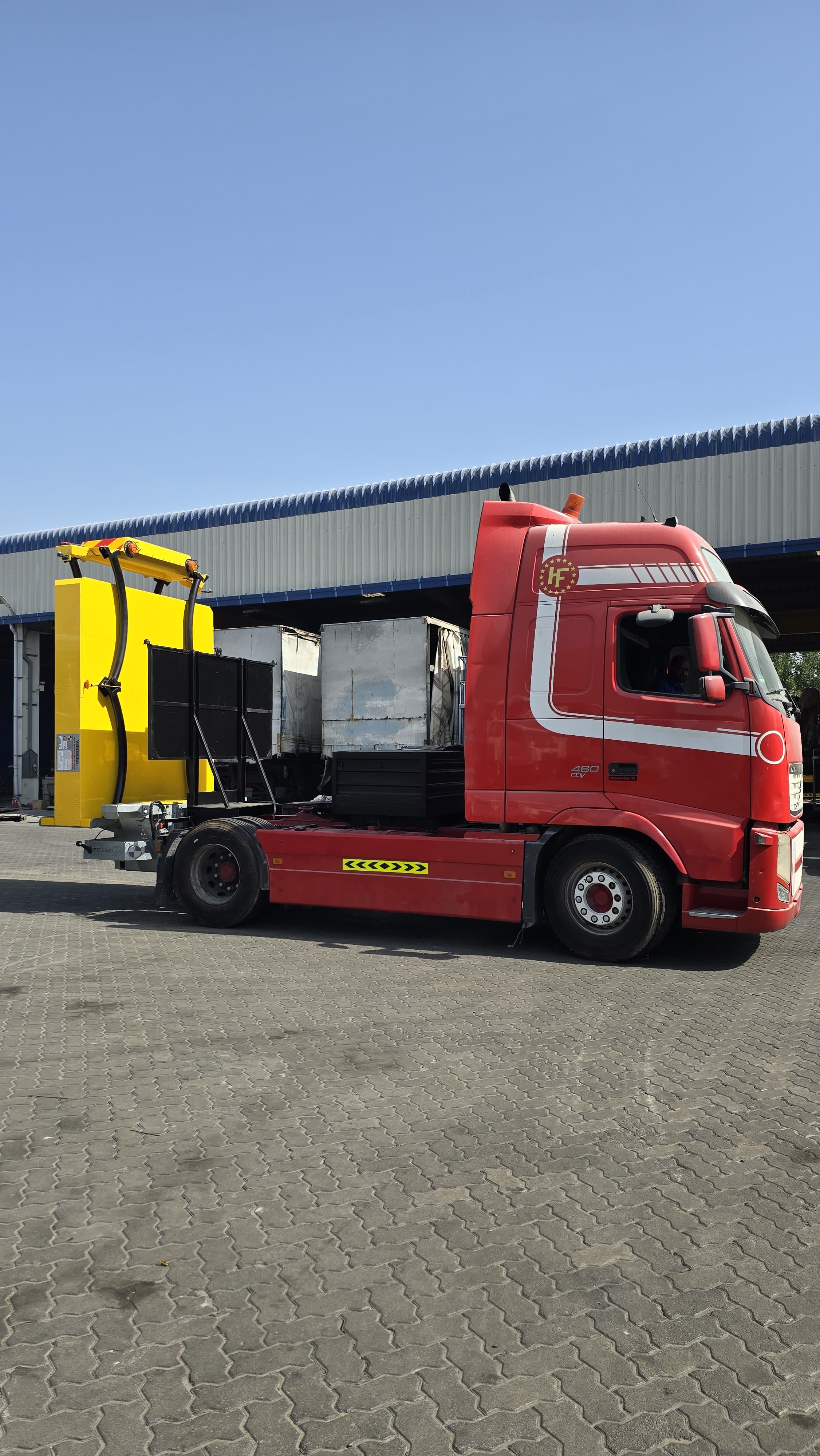 TMA truck mounted attenuator crash cushion mounted on a tractor unit, Dubai UAE